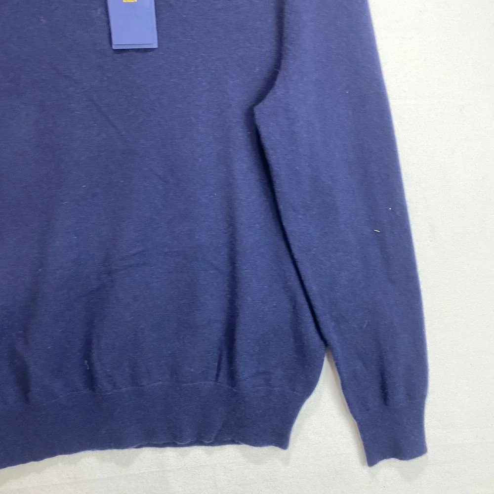 Polo Ralph Lauren Mens 100% Cashmere Quarter Zip Sweater Hunter Navy Blue M NWT